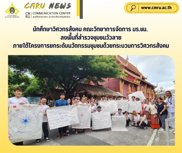 นักศึกษาวิศวกรสังคม คณะวิทยาการจัดการ มร.ชม. ลงพื้นที่สำรวจชุมชนวัวลาย  ภายใต้โครงการยกระดับนวัตกรรมชุมชนด้วยกระบวนการวิศวกรสังคม