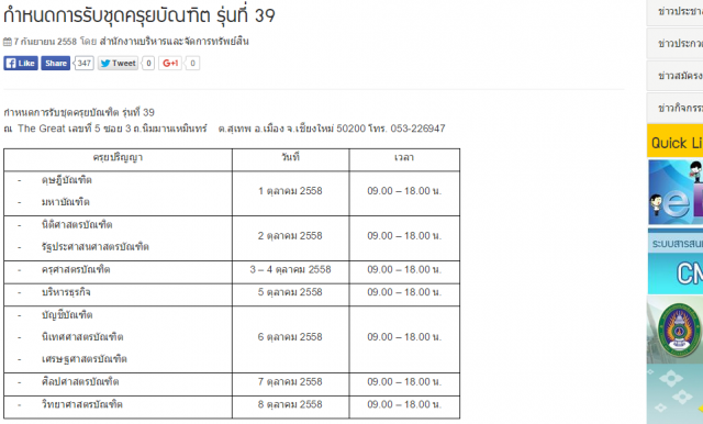 กำหนดการรับชุดครุยบัณฑิต รุ่นที่ 39