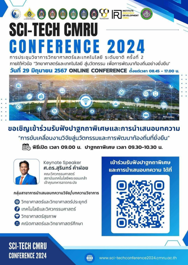 คณะวิทย์ฯ มร.ชม. ขอเชิญรับฟังปาฐกถาพิเศษและการนำเสนอบทความ “การขับเคลื่อนงานวิจัยสู่นวัตกรรมและการพัฒนาท้องถิ่นที่ยั่งยืน” 