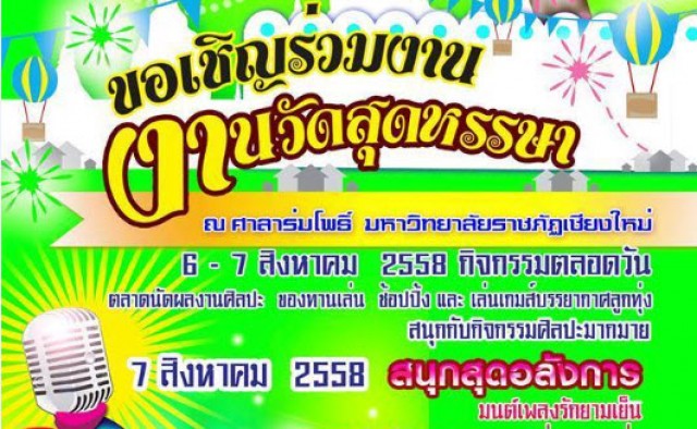  คณะมนุษยศาสตร์ฯ เชิญร่วมงาน ART SHOW งานวัด สุดหรรษา ณ ศาลาร่มโพธิ์ มหาวิทยาลัยราชภัฏเชียงใหม่